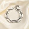 Gliederkettenarmband Silberfarben Edelstahl Geometrischer Dicker Armreif für Damen Wasserdichter Schmuck