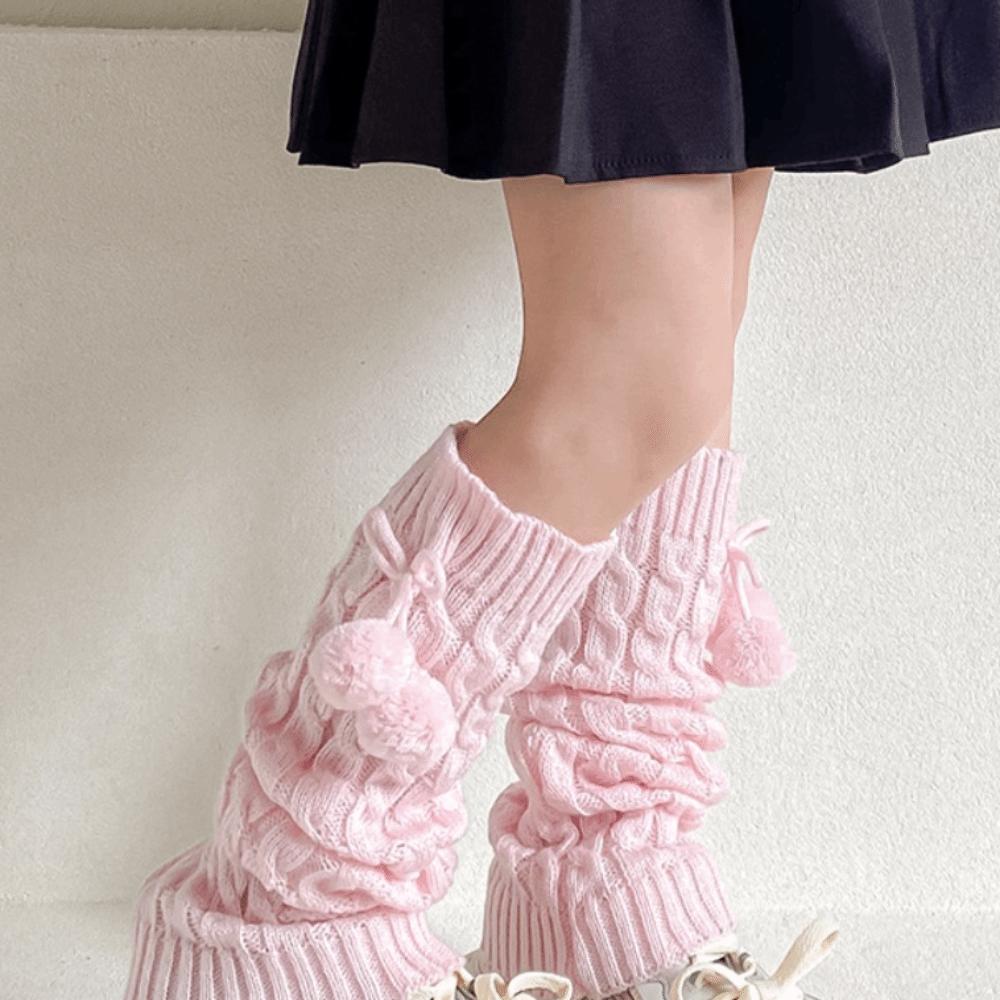 

Balletcore Children s Leg Warmers Korean Style Plush Ball Leg Socks Autumn/Winter розовый