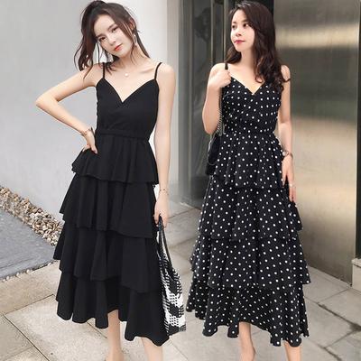 Summer Chiffon Suspender Skirt Cake Skirt Wave Point Seaside Holiday Skirt Beach Skirt