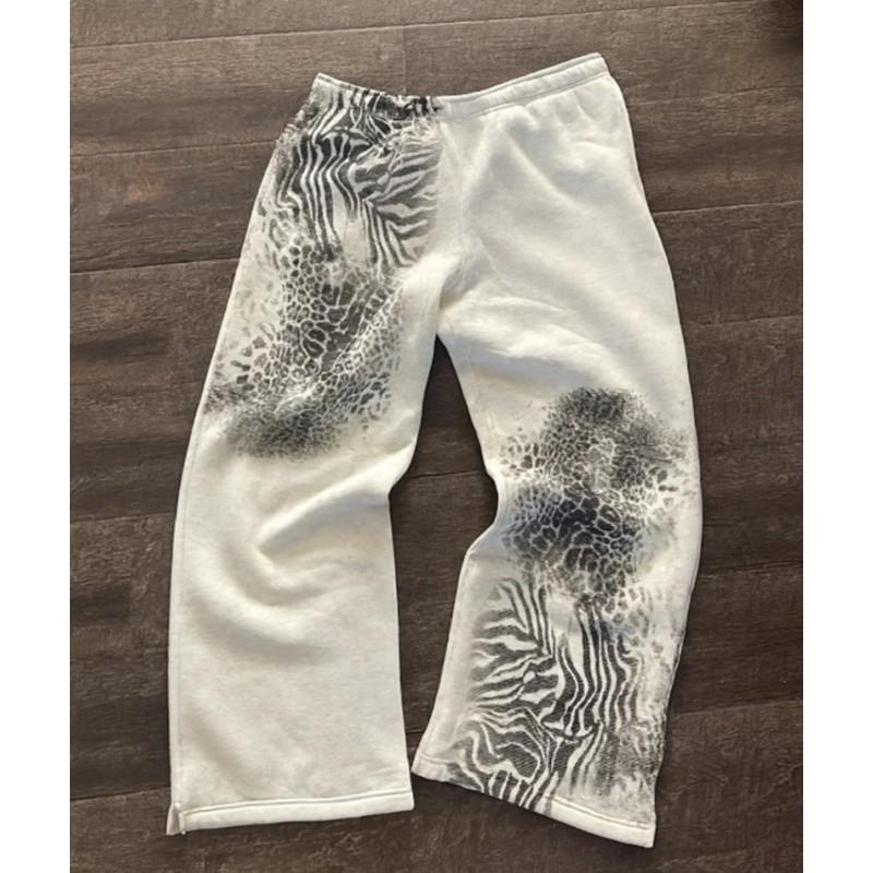 Fashion Printed Elastic Waist Casual Pants Unisex Loose Trousers Teens