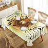Music Note Tablecloth 2D Flat Printed Waterproof Polyester Table Cover Artistic Dining Room Decor For Musicians Home Party