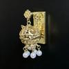 Ancient Style Luminous Lantern Refrigerator Magnet with Pavilion Tassel and Pearl Ornament
