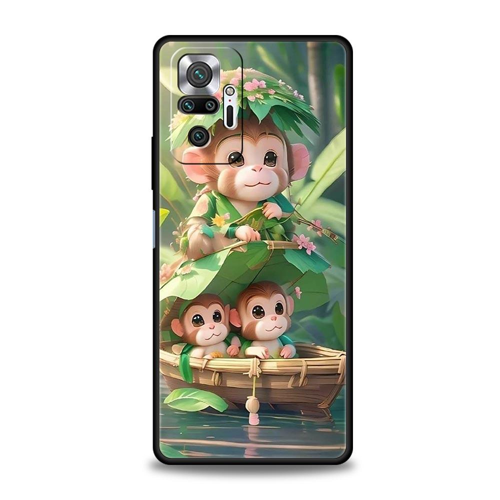 Affe Und Banane Handyhülle Cover für Redmi 14C 10C Note 15 14 13 12 10 11 K40 Pro Plus 5G Weiche TPU Stoßfeste Hülle Capas Taschen