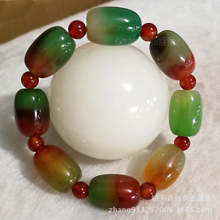 Jade Tricolor Oval Chalcedony Agate Bracelet