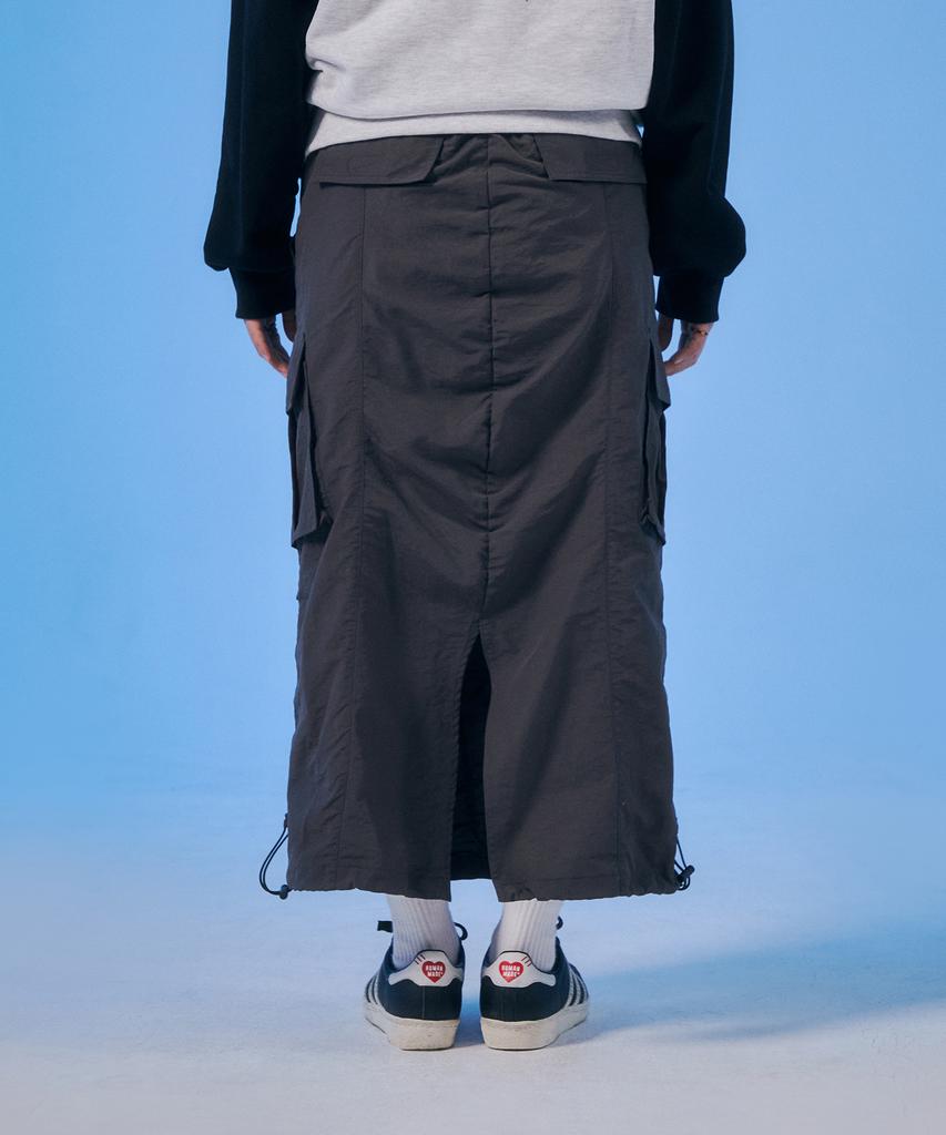 Vision Streetwear Vsw Parachute Maxi Cargo Skirt Charcoal
