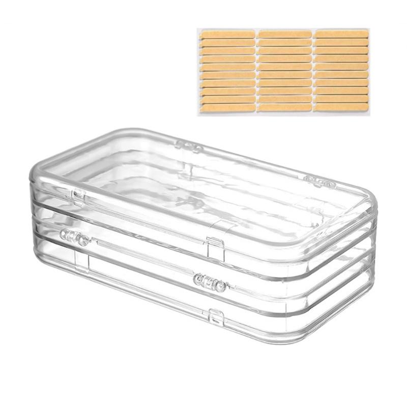 

3 Folding Clear Nail Art Storage Box With Sticky Tape Multi Purpose Plastic Container For Home Office Bathroom Organization 1