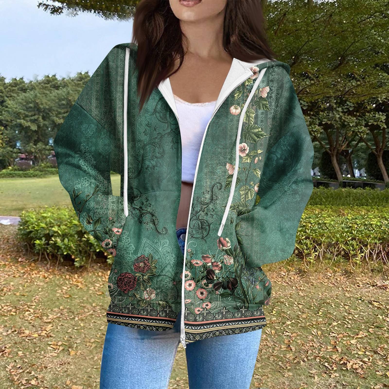 

Женская повседневная модная толстовка с капюшоном, длинным рукавом, молнией, градиентной полоской и принтом L