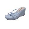 Designer Summer Women Wedges Heel Clip Toe Slippers Concise Narrow Band Slide Ladies Outdoor Party Dress Sandalias