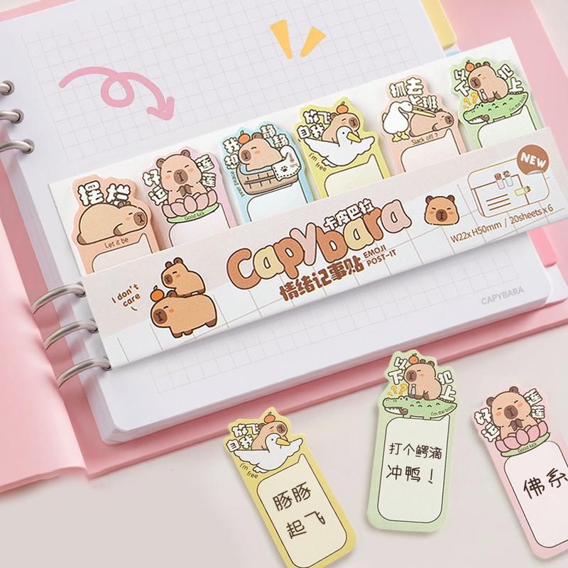 

2 Набора Милые Мультяшные Капибары Индексные Наклейки Письменные Блокнот Тестовая Бумага Закладка для Страницы Классифицировать Липкие Заметки Кавайные Наклейки для Планера 2Set
