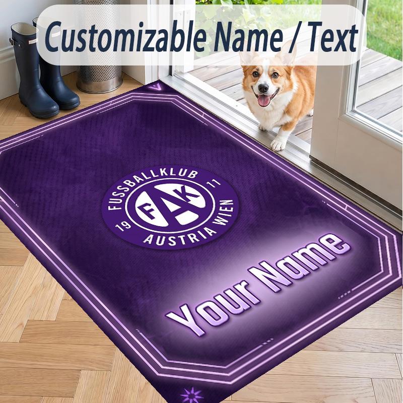 Custom Text Printed Rug Austria Wien FC Non Slip Floor Carpet For Home Room Decor