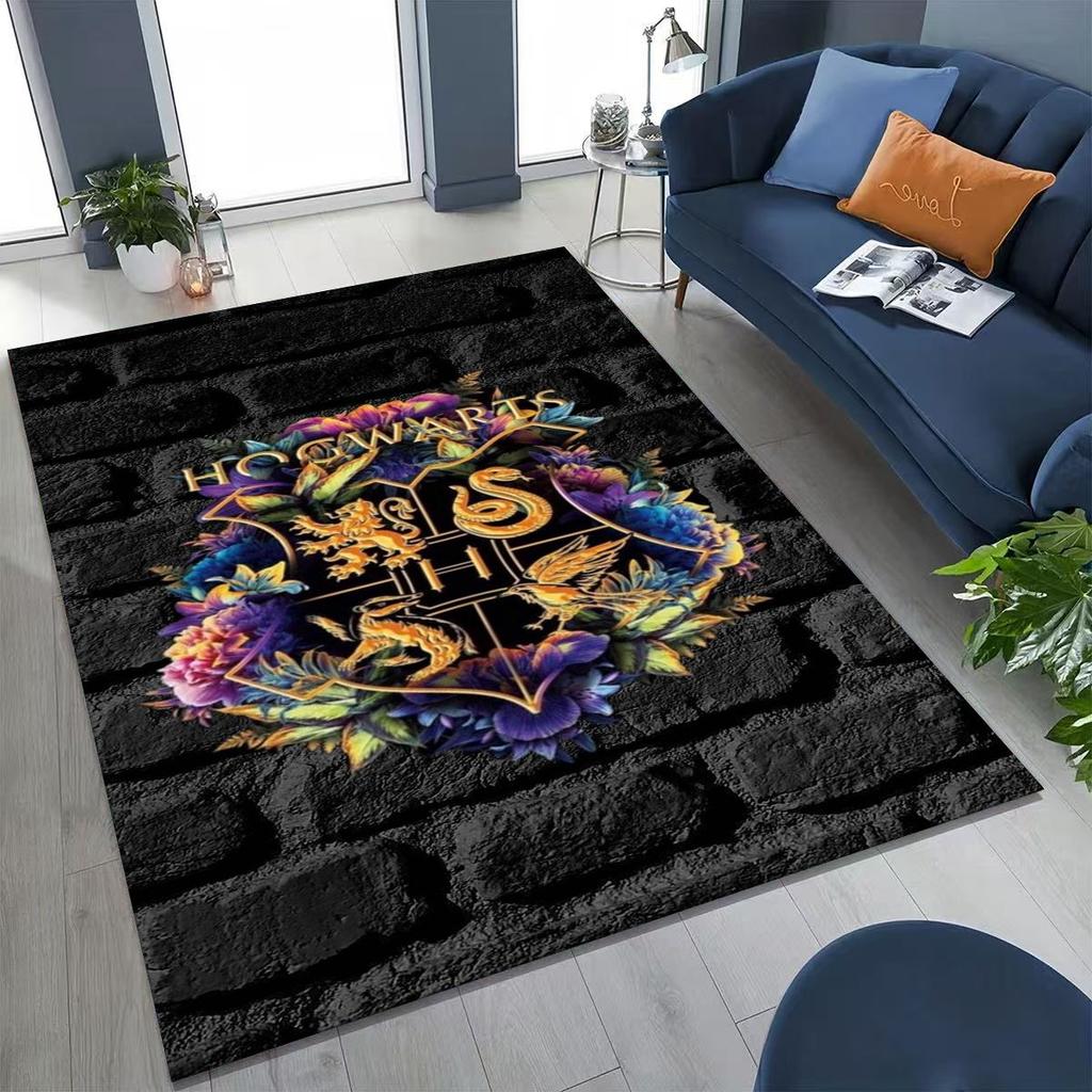 3D Cartoon H-Hogwarts Magic Sign Rug for Bedroom Living Room Sofa Home Doormat Decor, Large Kids Play Non-slip Floor Mat
