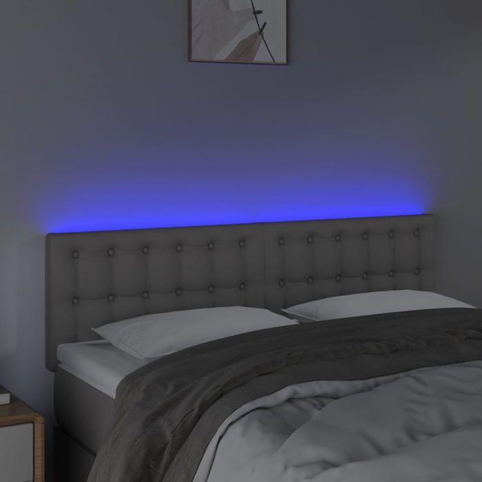 VidaXL Tête de Lit à LED Meuble de Chambre à Coucher Accessoire de Lit Double Tête de Cadre de Lit Intérieur Gris 3121706