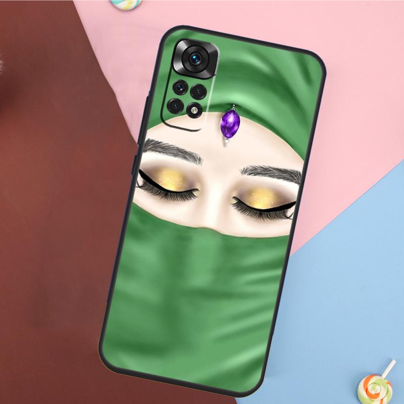 Muslim Islamic Gril Eyes Hijab Cover For Xiaomi Redmi Note 13 Pro 14 12 11 9 10 9S 10S 11S 12S Redmi 10C 12C 13C 14C Case