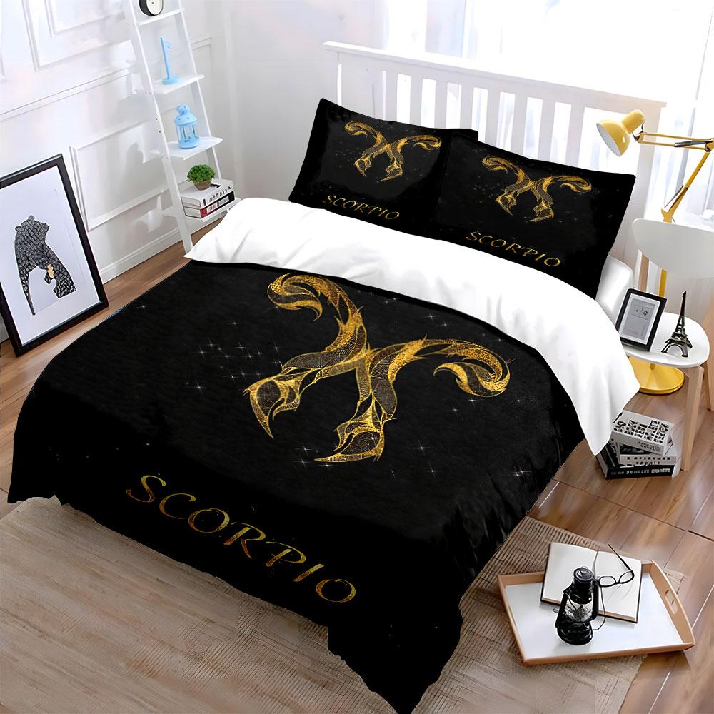 Scorpio Zodiac Black Bedding Bedding Duvet Cover Set Duvet Cover Pillowcases (1 * Duvet Cover 2 * Pillowcases, Without Duvet Insert)