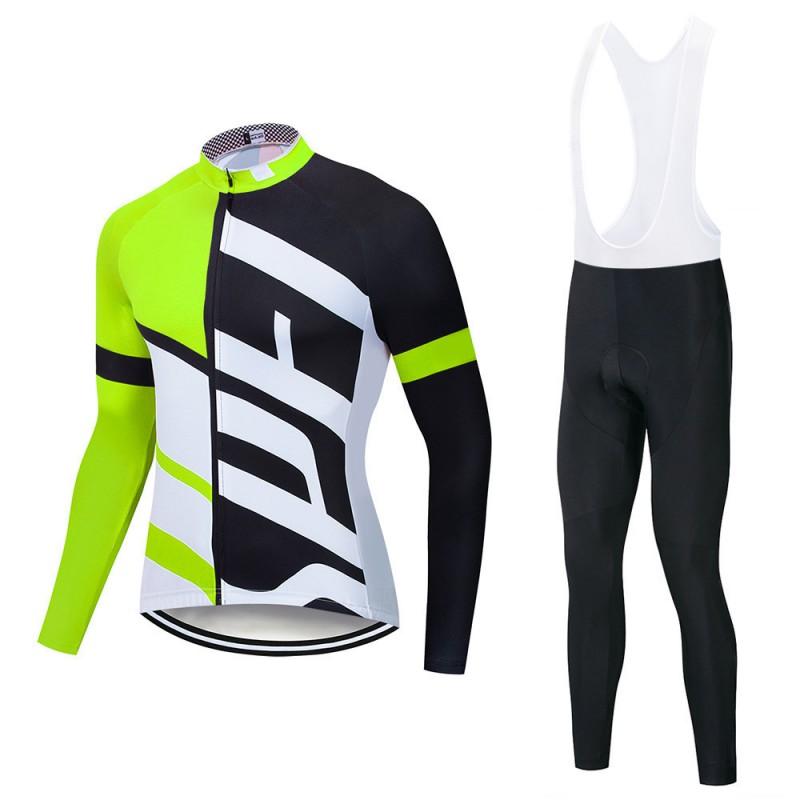 Men Women Cycling Bib Jersey Set Lightweight Breathable Long Sleeve Bike Outfit