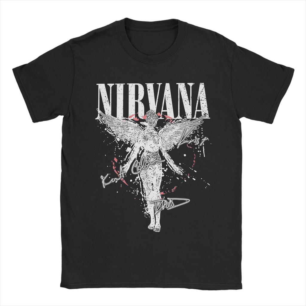 Kurt Cobain Guitar Rock-Nirvanas T Shirts Men Women 100% Cotton Vintage T-Shirts O Neck Tee Shirt Short Sleeve Clothes Plus Size