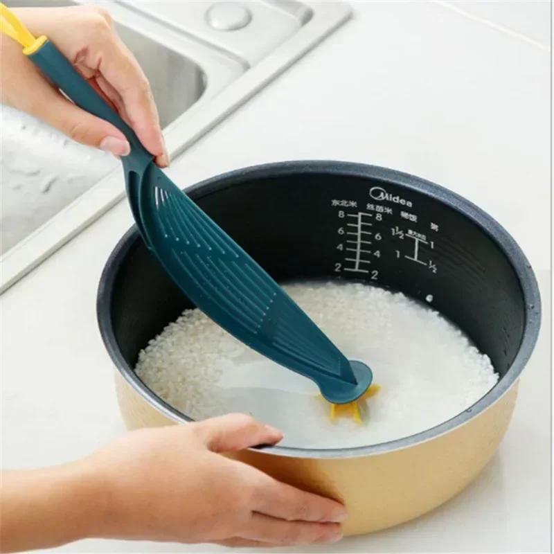 Kitchen Household Multifunctional Small Hole Long Handle Rice Washer That Does Not Harm Hands Filtering Draining Tools
