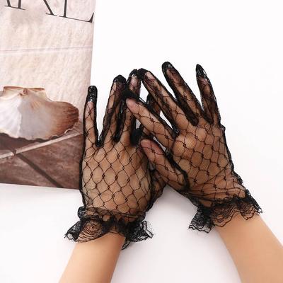 Cosplay Robe de Soirée Courte Accessoires Gants Fins d'Automne Mitaines Gants en Maille de Mariage Gants en Dentelle