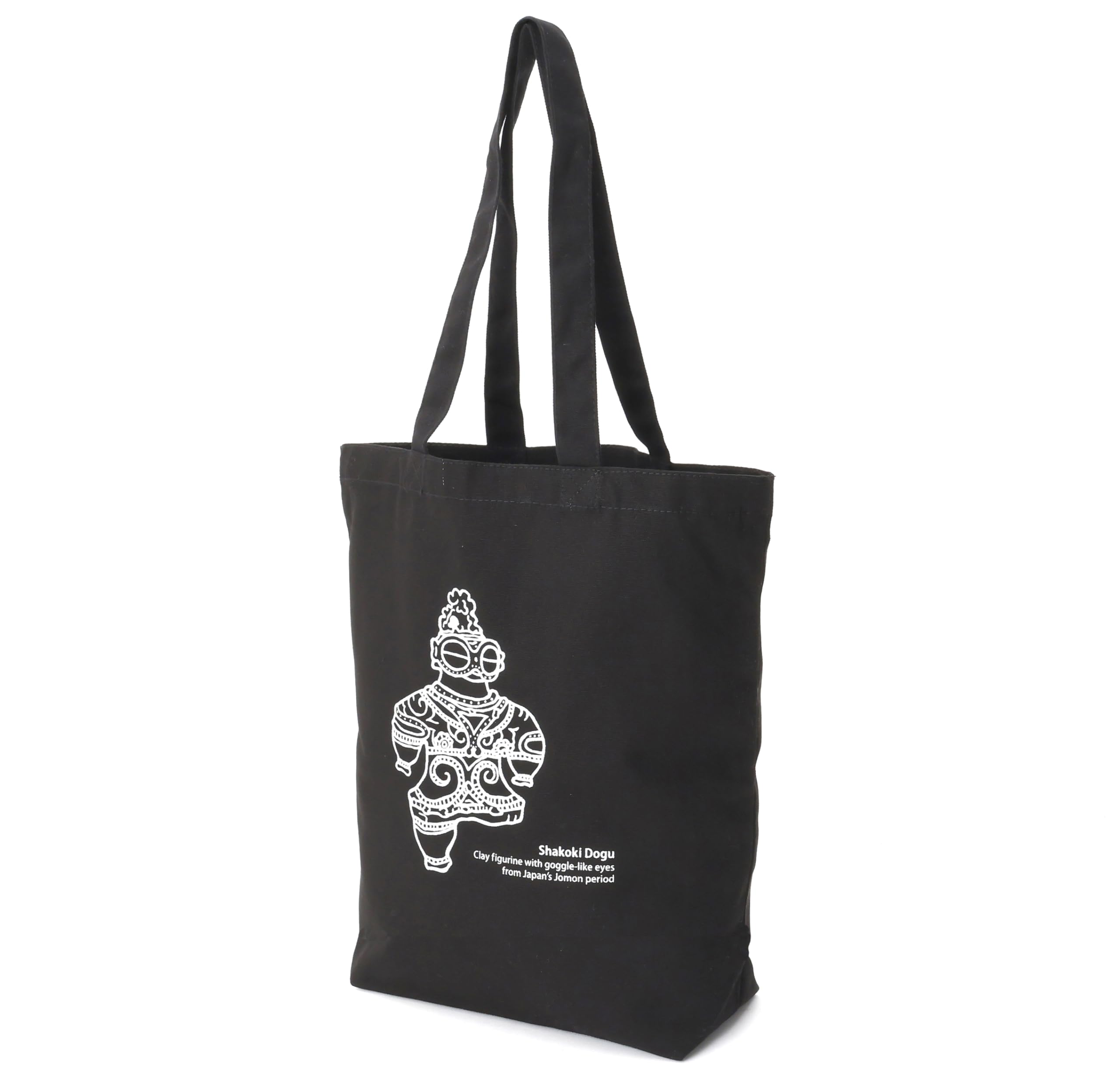 

Gururin Tote Bag, Jomon Pattern, Sunshade Clay Figurine, Canvas, Black, Thick, School/Commuter, Eco-Friendly