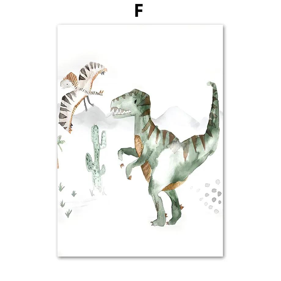 Cute Dinosaur Animals Triceratops Tyrannosaurus Minimalist Wall Art Canvas Painting Posters for Living Room Modern Home Decor