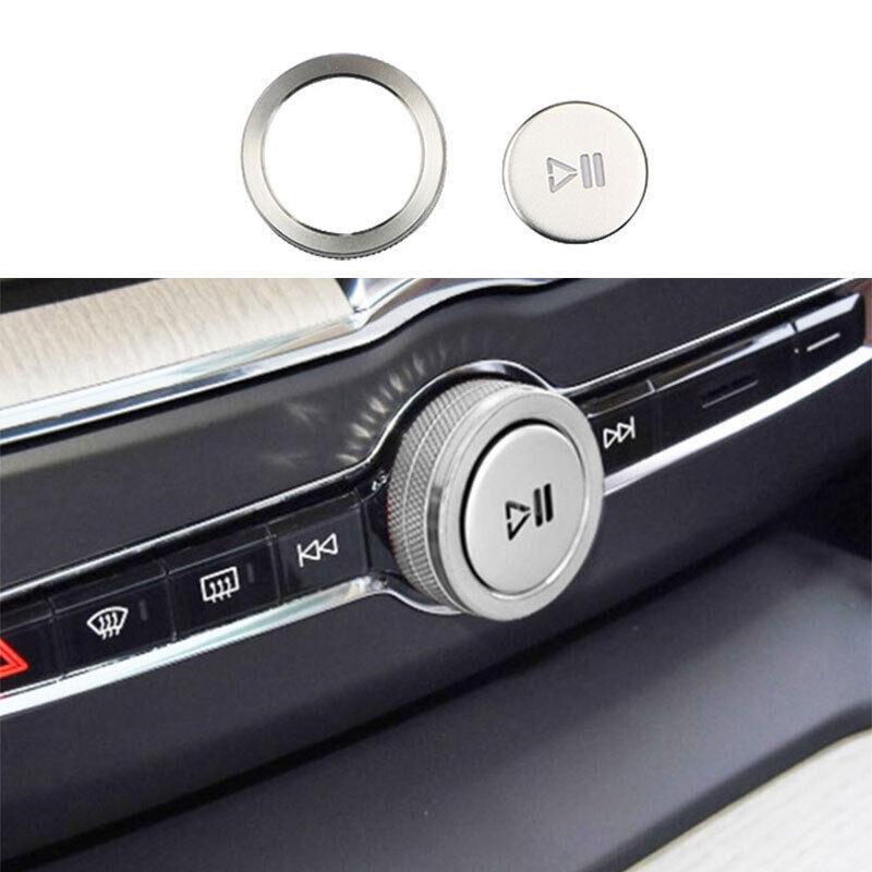 For Volvo XC90 2016- Silver Aluminium Car Volume Switch Button Cover Ring