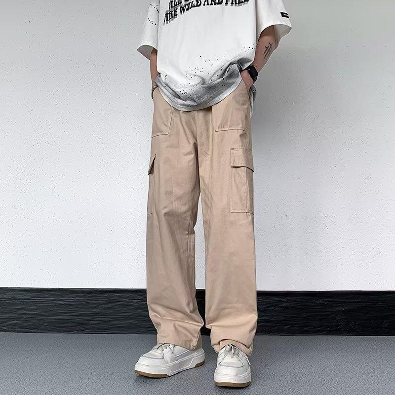 Overalls men's summer new high street ins trendy brand multi-pocket casual pants neutral style fashion loose straight pants