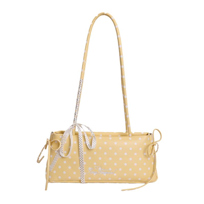 Fashionable Polka Dots PU Leather Sweet Girls Underarm Bag Women's New Fashion All-match Commuter Shoulder Bag Female Daily Use