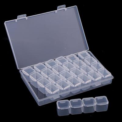 28 Grids Storage Box with Lid Clear Containers for Beads Crafts Findings Small