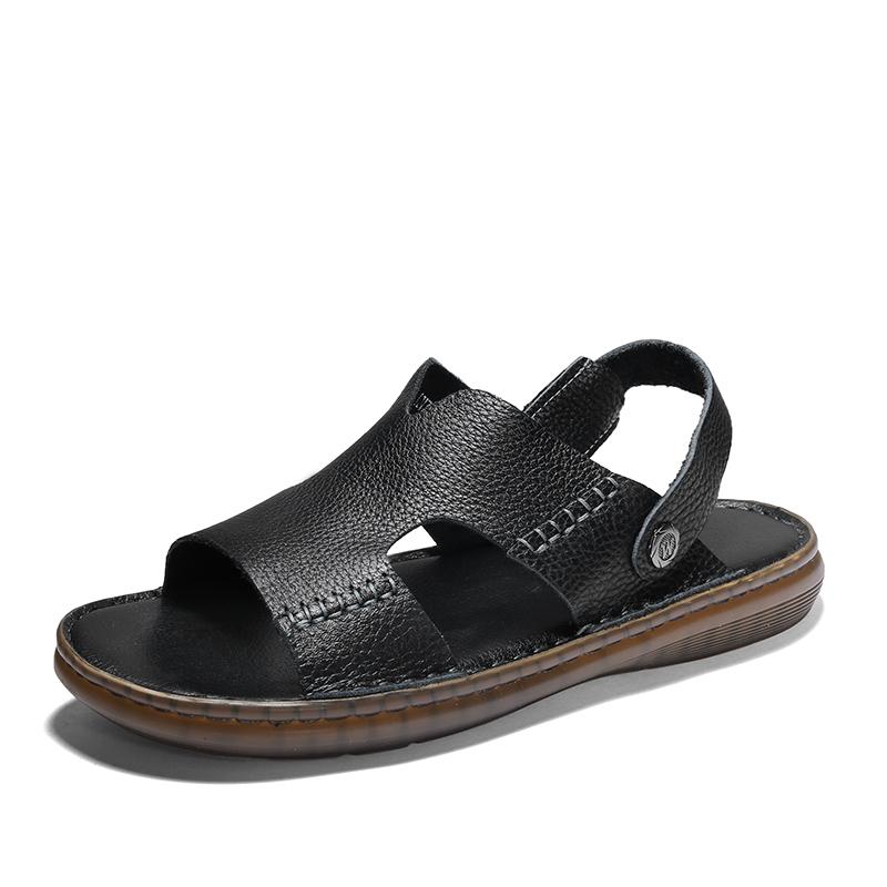 Fashion 2025 Business Casual Shoes Genuine Leather Jelly Sole Sandals Men Anti-Slip Soft Sole Slippers Breathable Slip-On Dress Sandals