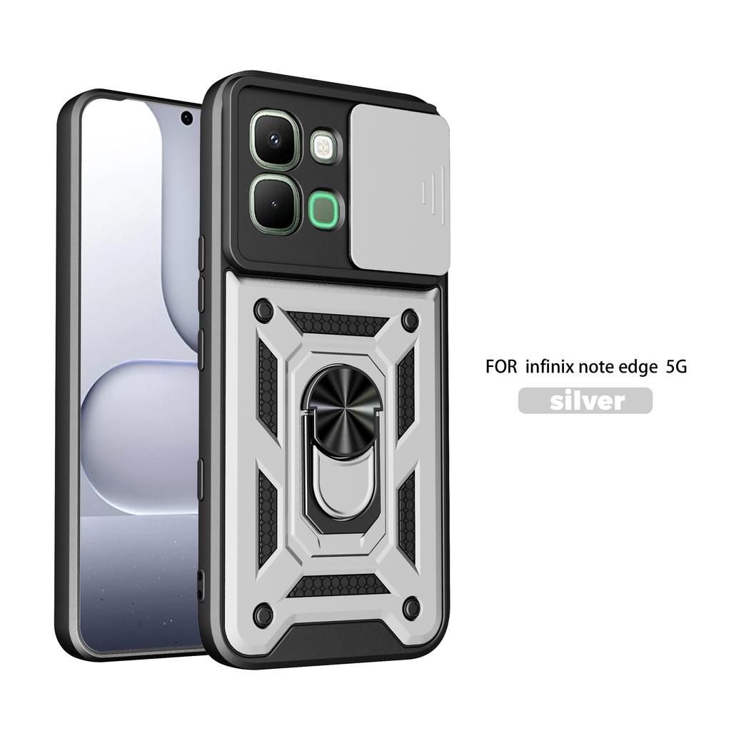 For Infinix Note Edge Case Infinix Note Edge Cover 5G Magnetic Ring Holder Armor Phone Case Slide Camera Protect Back Cover