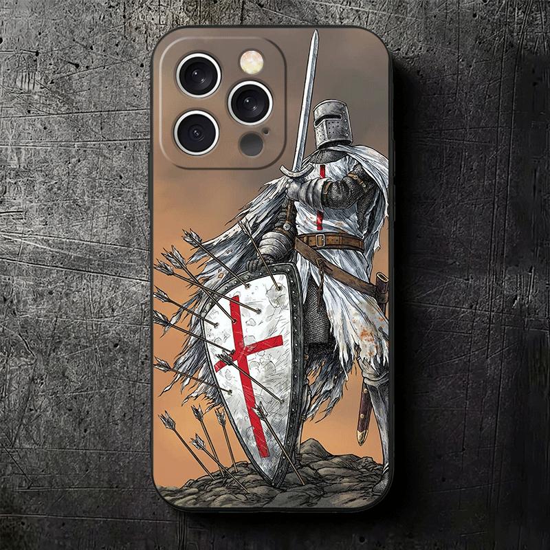 Crusades Knights Templar Soft Phone Case for iPhone 16 16E 17 Air 15 Pro Max 14 Plus 13 Mini 11 12 7 Black Cover Back Shell