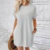 European and American Casual Batwing Sleeve Dress with Invisible Pockets (2024)