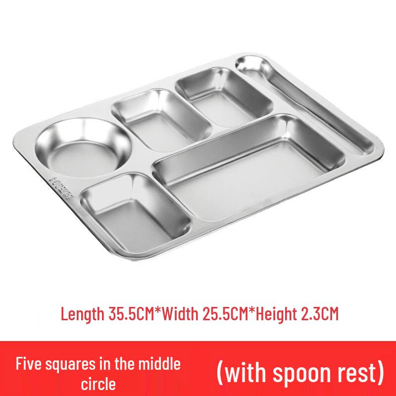 

304 Stainless Steel 5-Compartment Partitioned Plate