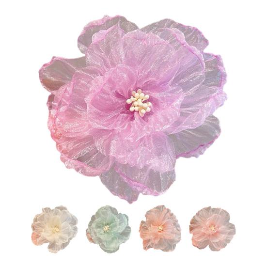 Hairpin Glitter Mesh Yarn Multi-Layered Flowers Decor Hair Clip Fairy Princess Style Hair Accessories