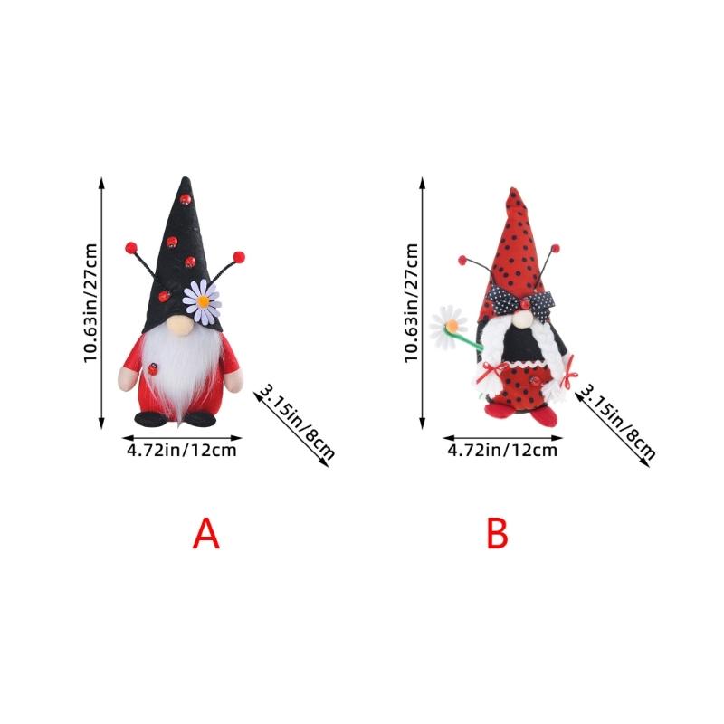 Ladybug Gnomes Tomtes Nisse Swedish Dwarfs Faceless Doll for Halloween Kitchen