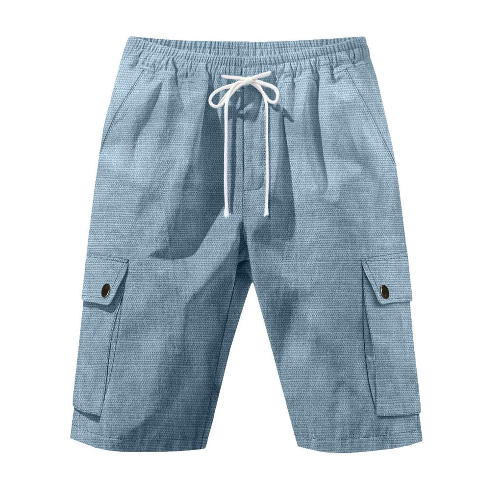 American Amekaji Outdoor Tactical Men's Bamboo Linen Casual Summer Beach Shorts