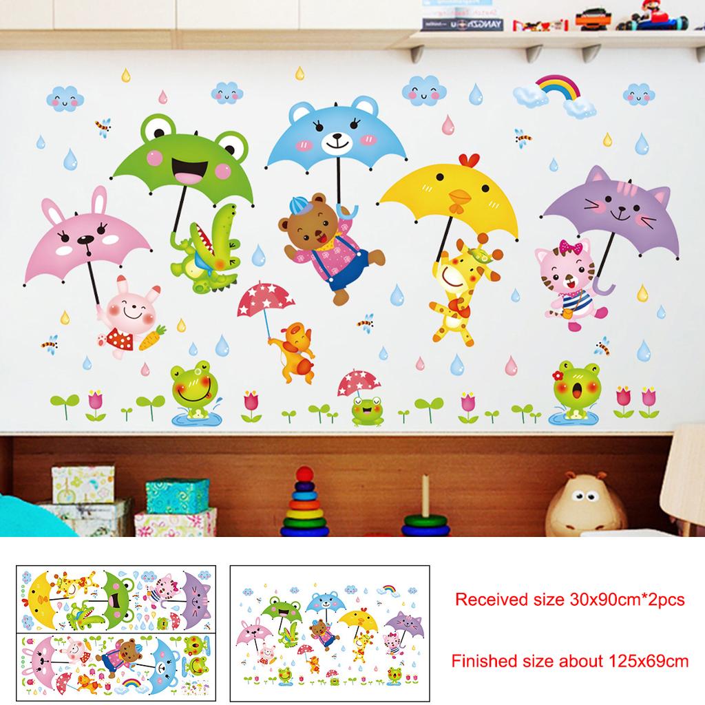 Cartoon Animal Wall Sticker Music Party Plane Balloon Decor Kids Room Nursery Vinyl Removable Decals