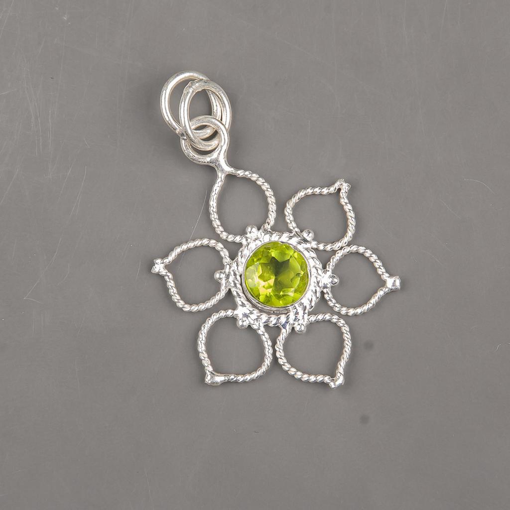 Peridot Pendant Gemstone Jewelry, 925 Solid Sterling Silver Pendant, Handmade Jewelry Dainty Pendant, Gift For Him