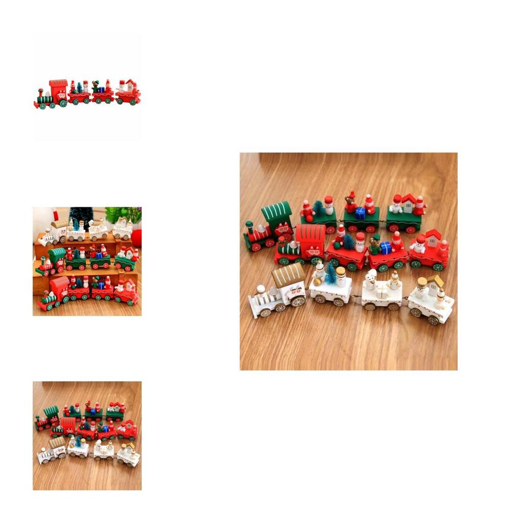 Festlicher Weihnachts-Holz-Weihnachtszug Weihnachtsmann Feiertagsdekoration für Zuhause und Kinder