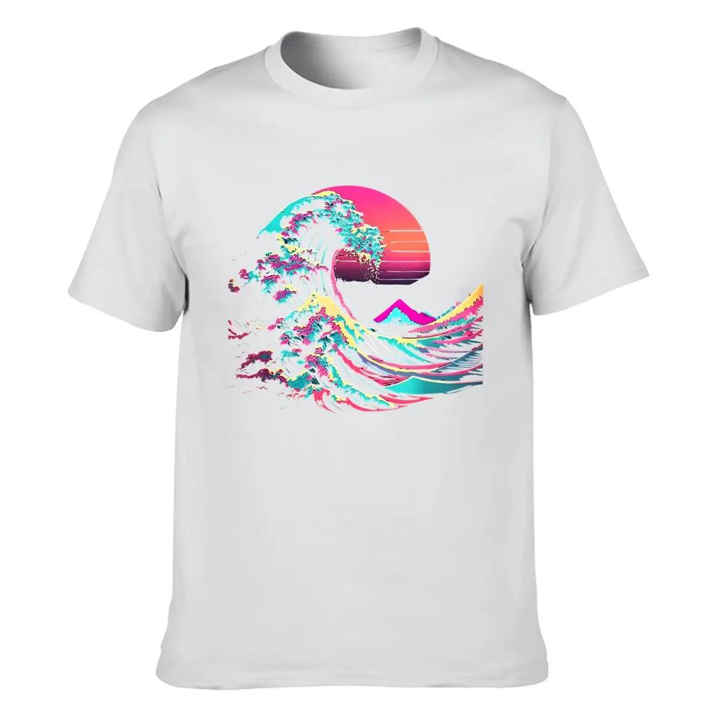 Ästhetisches Glitch Great Wave Retrowave Synthwave T-Shirt Kurzarm-T-Shirt Streetwear