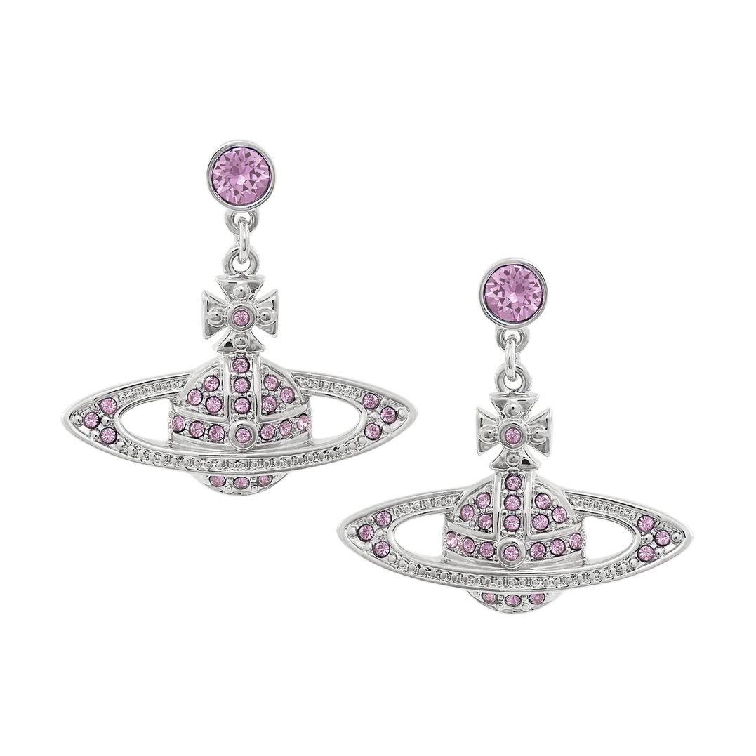 Vivienne Westwood Saturn Shaped Brass Earrings Unisex Earrings Silver Purple 62020025-02P491 Basic Packaging-Dust Bag+Box