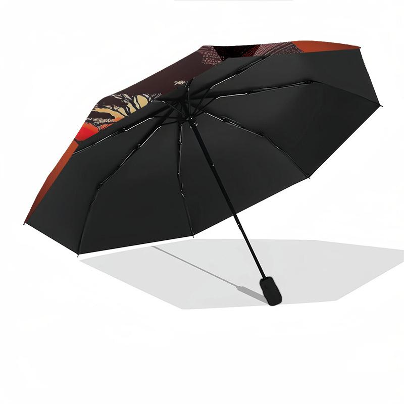 Silhouette, Landscape- Automatic Umbrella, Four Seasons Portable Folding Umbrella, Suitable for Men and Women, Travel, Daily Compact Umbrell
