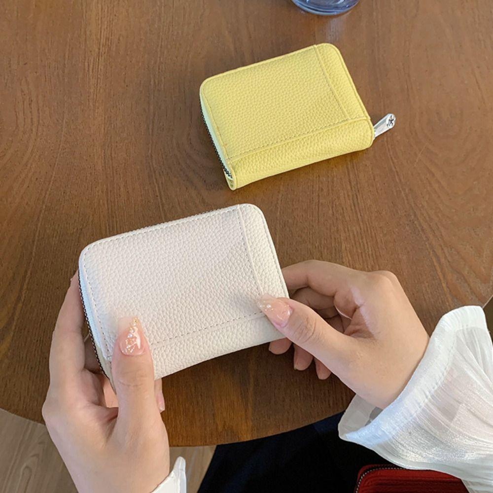PU Short Wallet Solid Color Women Coin Purses Fashion Leather Card Holder  Outdoor