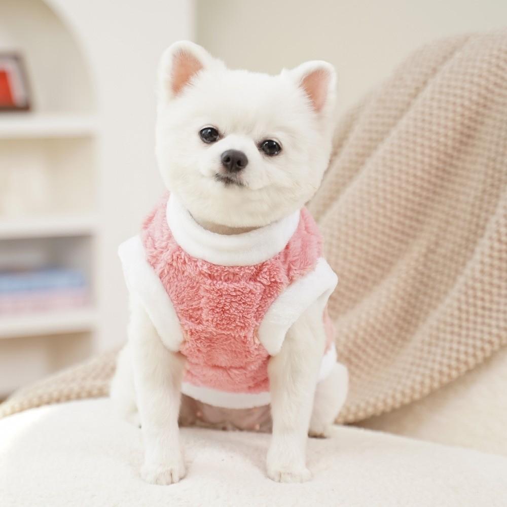 Fashion Velvet Winter Dogs Clothes Comfortable Pullover Vest Dog Warm Sweater Soft Dog Plaid Coat Walking
