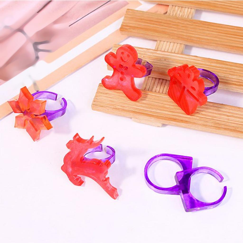 Creative DIY Silicone Ring Molds Stylish Silicone Rings Molds with Charistmas Patterns for Resin Jewelry Making