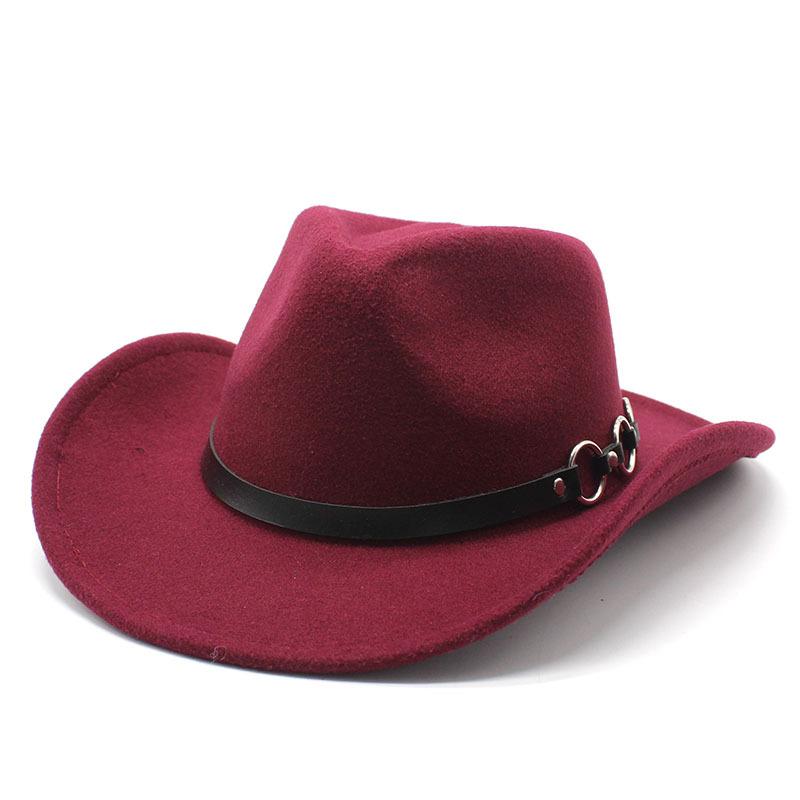 Men And Women Woolen Top Hat Western Cowboy Gentleman Jazz Concave Top Felt Hat