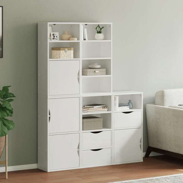 VidaXL Armoires latérales 5 pcs ODDA blanc 40x24x79 cm bois massif pin, armoire, buffet, meuble de rangement de cuisine, 3365361