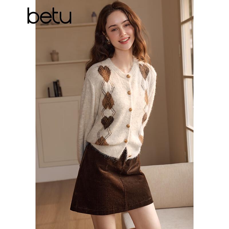 Betu Women's Vintage Argyle Knit Cardigan