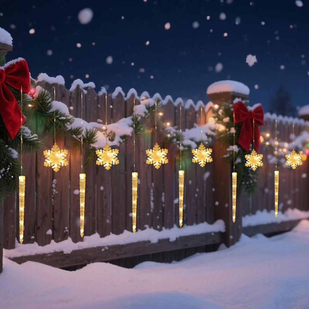 Snowflake String Light Ice Pick Lamp Flashing With Remote LED Snowflake Lights Outdoor For Yard Balcony Porch House Indoor
