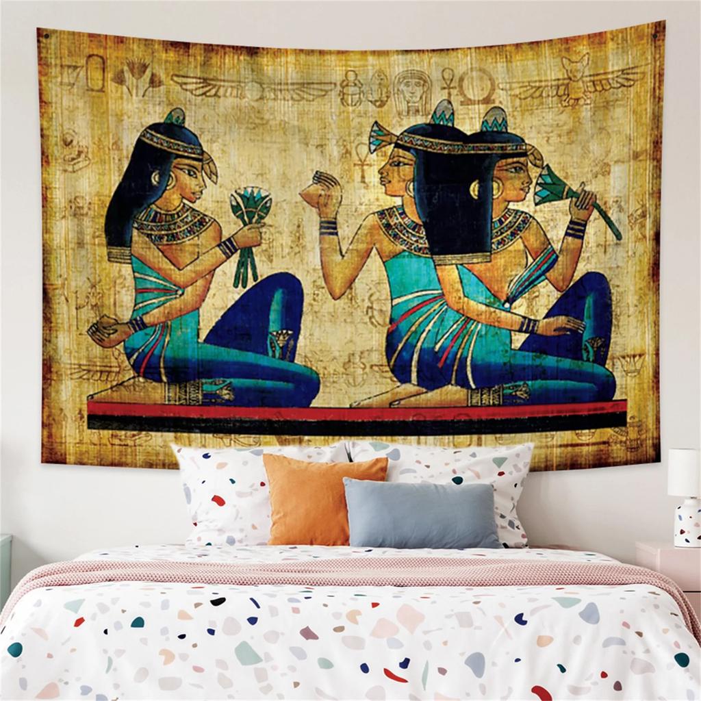 Ancient Egyptian Tapestry  Pharaohs  Hieroglyphics for Bedroom Decor Historical Style Enhance Your Space with Cultural Charm